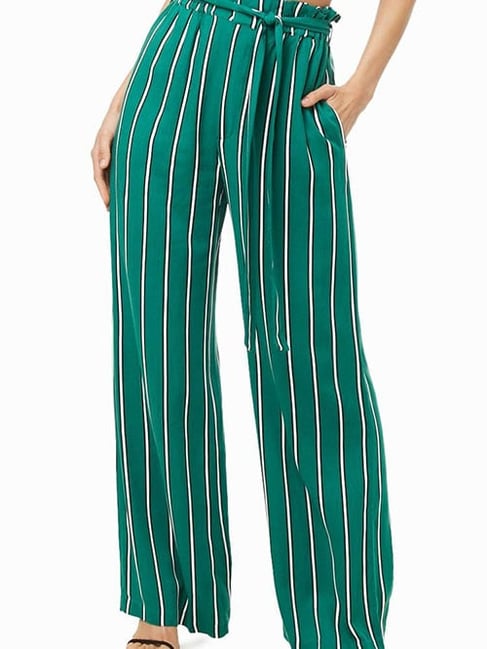 green and black striped trousers