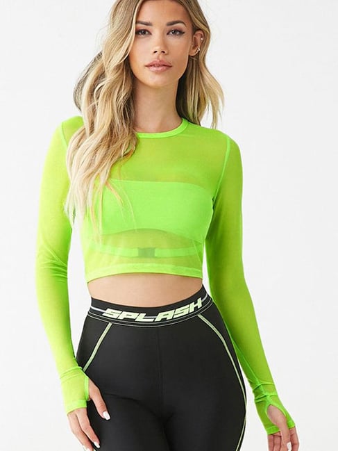 Buy Forever 21 Neon Green Regular Fit Crop Top for Women Online @ Tata CLiQ