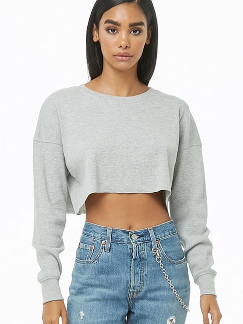 forever 21 grey crop top