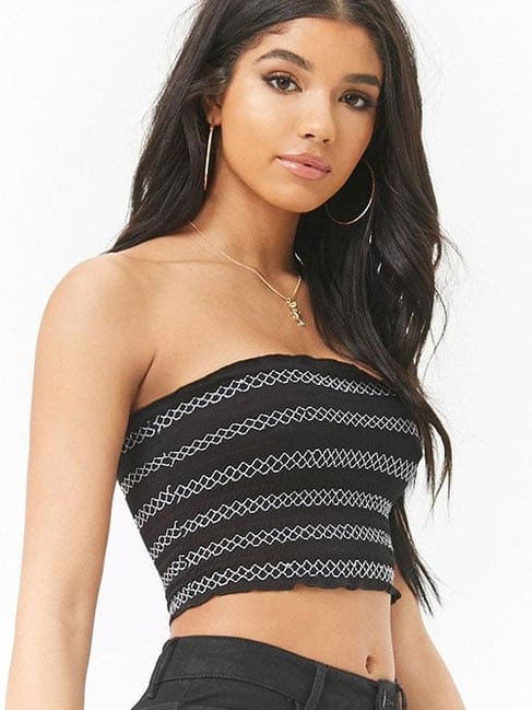 black and white striped tube top