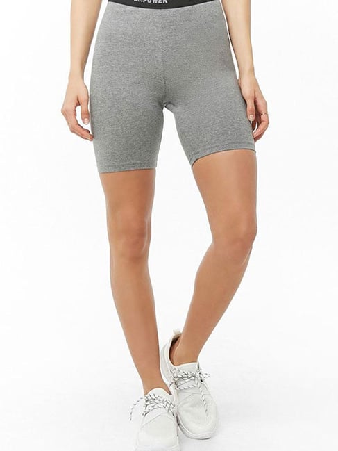 Buy Forever 21 Heather Grey Textured Biker Shorts Online at Best Prices ...