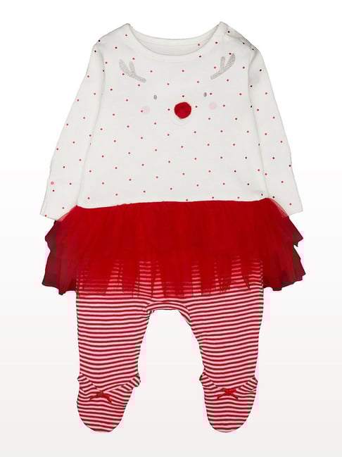 red and white striped sleepsuit