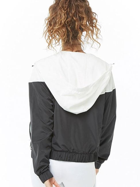 Buy Forever 21 White & Black Color Block Windbreaker Jacket for Women  Online @ Tata CLiQ