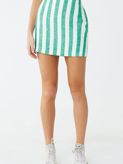 Forever 21 Green & Ivory Striped Skirt Price in India