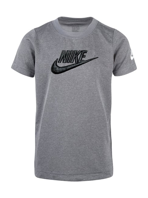Buy Nike Kids Grey Heather Cotton Logo Print T-Shirt for Boys