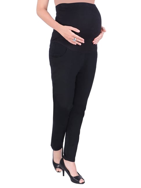 Slim Leg Black Maternity Trousers  Under Bump 
