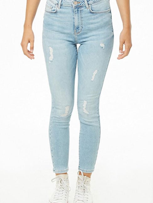 Forever 21 Light Blue Distressed Jeans