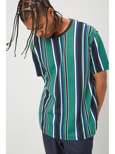 forever 21 green striped shirt