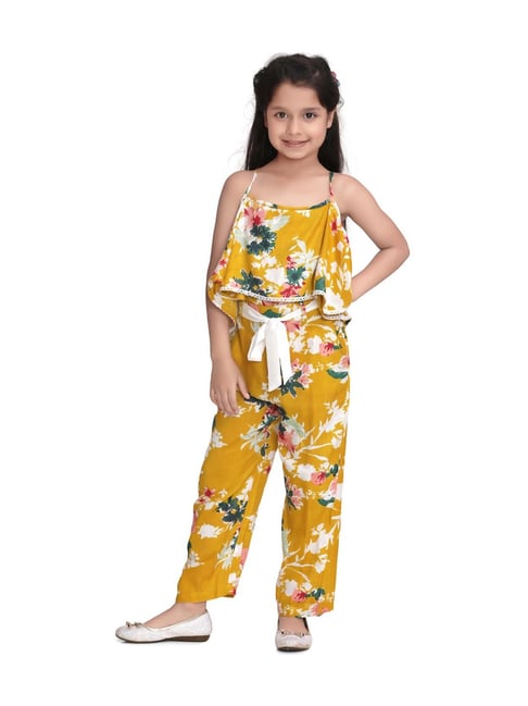 StyleStone Kids Yellow Floral Print Jumpsuit