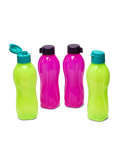 Tupperware Aquasafe Plastic Fliptop Water Bottles 1000 ml Set of 4