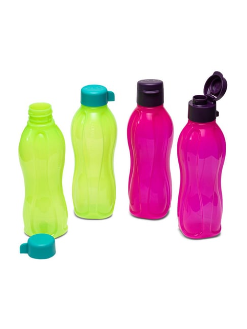 Tupperware Aquasafe Plastic Fliptop Water Bottles 500 ml Set of 4