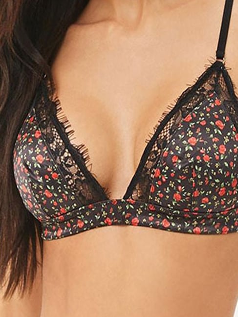 black printed bralette bra