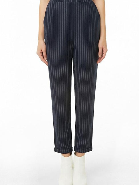 Buy Forever 21 Navy Striped Pants for Women Online Tata CLiQ