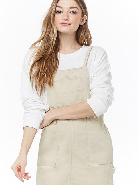 Buy Forever 21 Khaki Cotton Overall Dress for Women Online @ Tata CLiQ