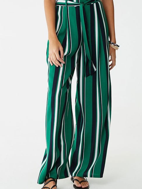 green striped palazzo pants