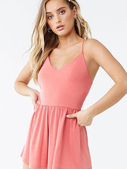 Buy Forever 21 Pink Regular Fit Cami Romper for Women Online Tata CLiQ