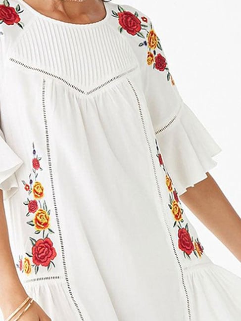 Buy Forever 21 Ivory Embroidered Dress for Women Online Tata CLiQ