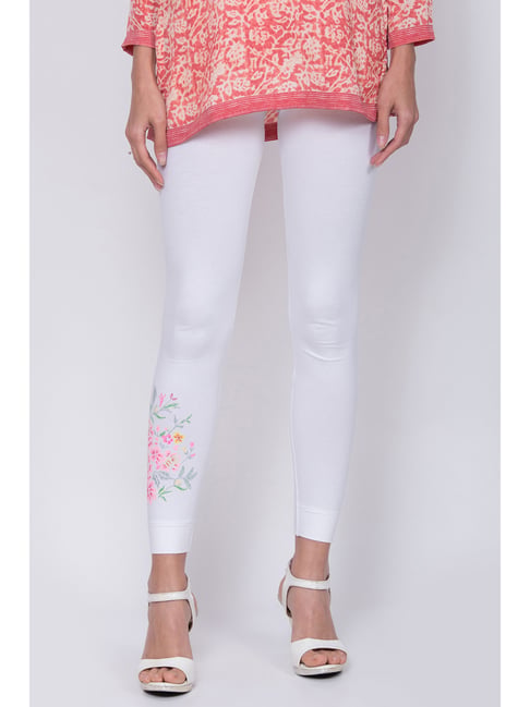 Buy Biba White Floral Print Leggings 