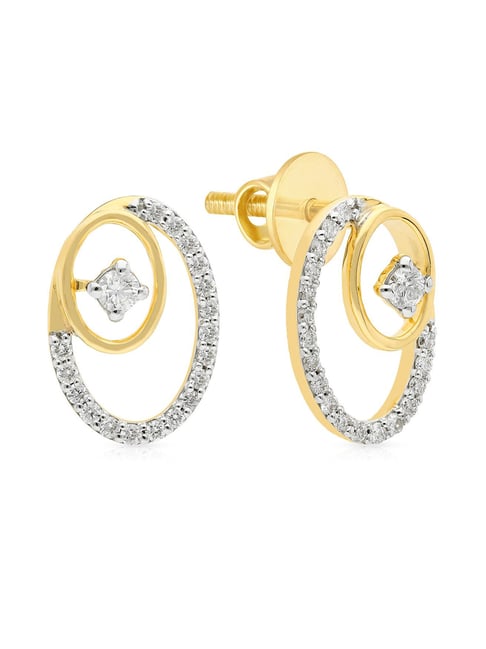 Floral Gold and Diamond Stud Earrings in 10K Yellow Gold - Gem And Jewell