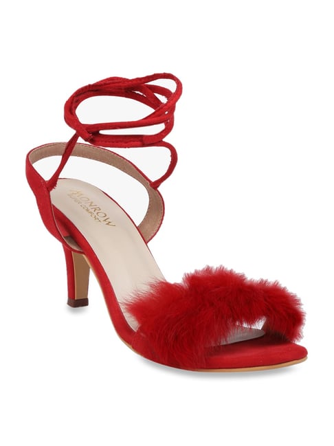 Monrow Red Ankle Strap Stilettos