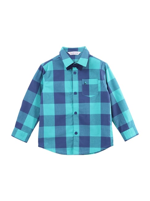 Beebay Kids Green Cotton Chequered Shirt