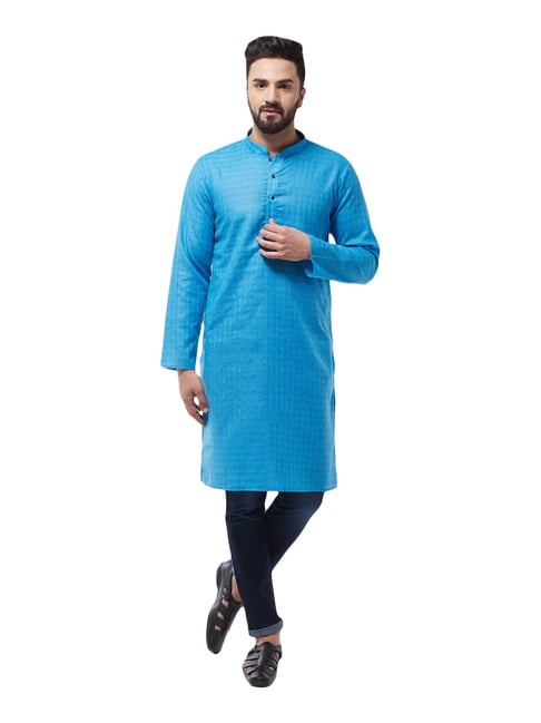 Sojanya Blue Regular Fit Checks Kurta