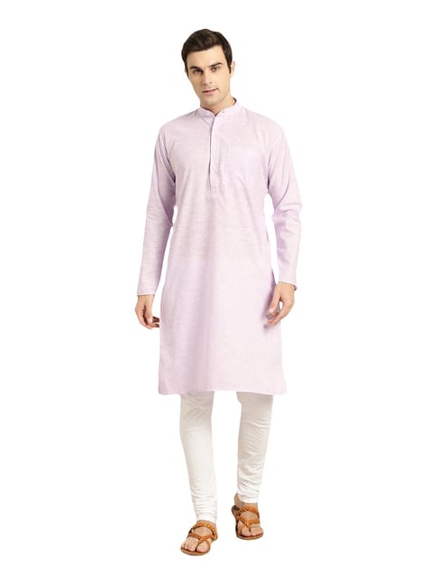 Sojanya Purple Cotton Regular Fit Striped Kurta