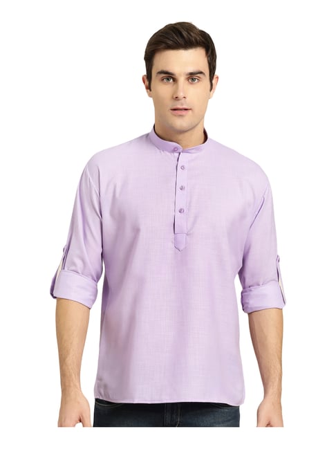 Sojanya Purple Cotton Regular Fit Short Kurta