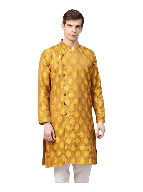 Sojanya Yellow Regular Fit Self Pattern Kurta