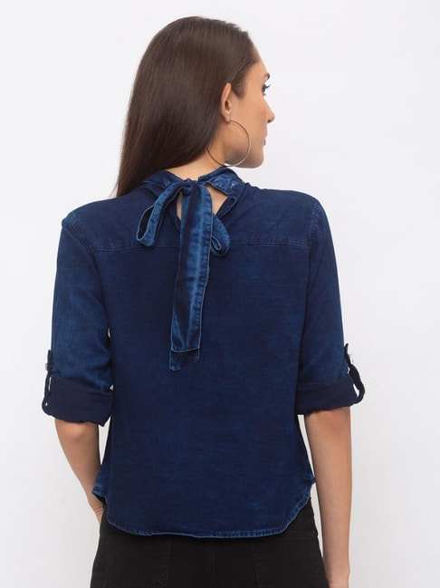 Globus Blue Embroidered Shirt Price in India