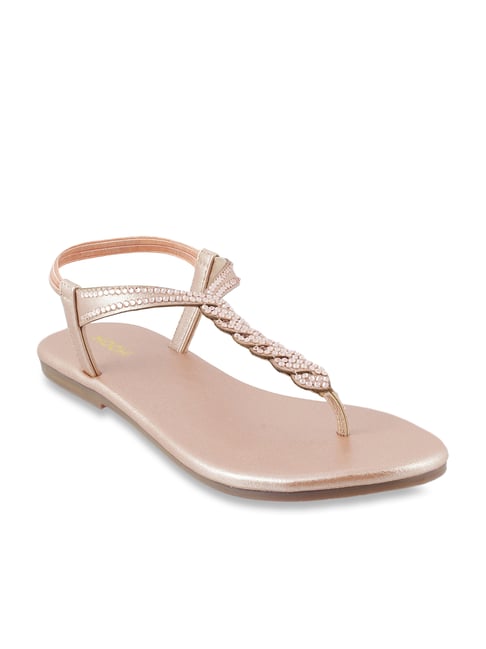Mochi Women's Rose Gold T-Strap Sandals Price in India