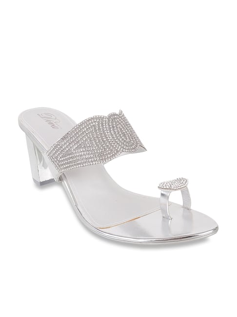 Haute Diva by Mochi Silver Toe Ring Sandals