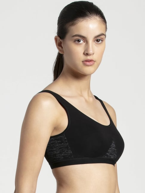 Buy Jockey Black Non Padded Non Wired 1376 Sports Bra for Women