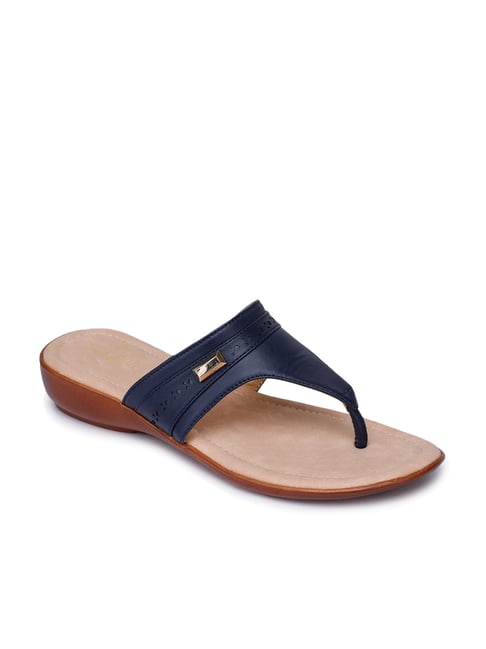 Sanosan Geneve Sano Flor Navy Women's Designer Thong Sandals