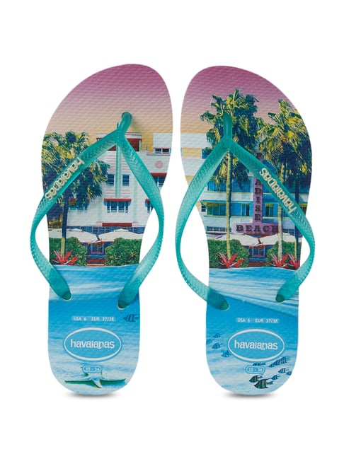 Buy Havaianas Slim Paisage Turquoise Flip Flops for Women at Best
