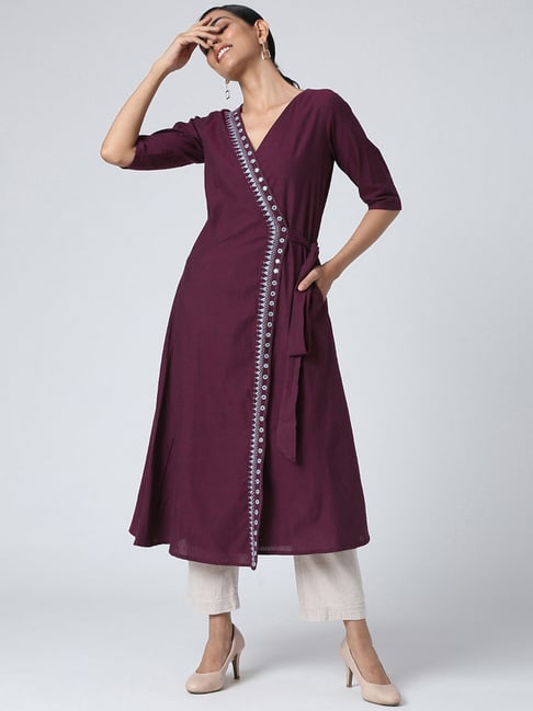 Okhai Arzoo Pure Cotton Hand Embroidered A Line Kurta