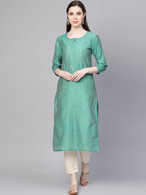 KSUT Green Straight Kurta Price in India