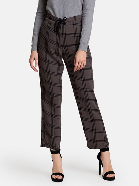 SHEIN BIZwear Elastic Waist Slant Pocket Plaid Pants Workwear | SHEIN USA