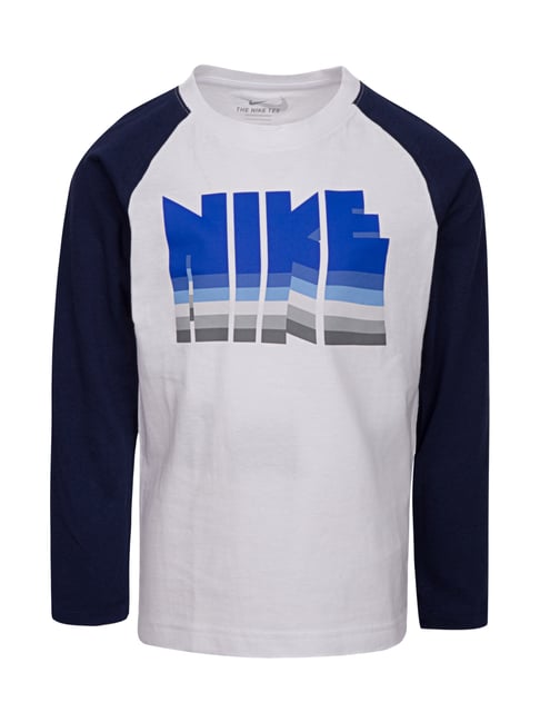 Nike Kids White Cotton Logo Print T-Shirt