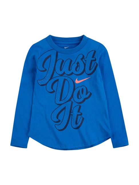 Nike Kids Blue Cotton Printed T-Shirt