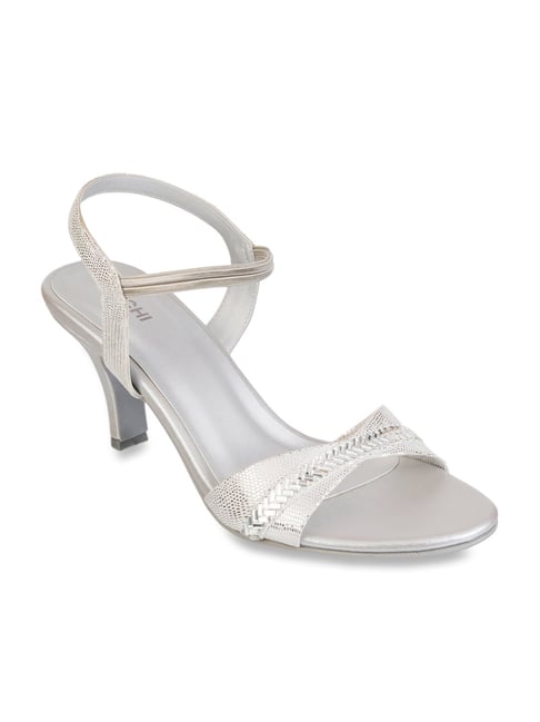 Mochi Women's Silver Sling Back Stilettos