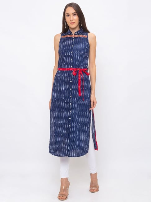 Globus Navy Printed Kurta