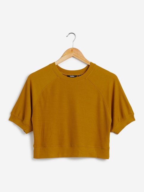 Buy Nuon by Westside Mustard Knitted Crop-Top Online at Best Prices ...
