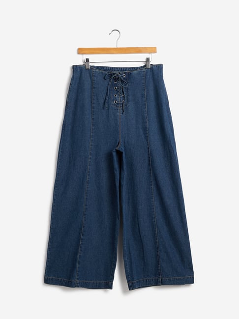 Nuon by Westside Blue Denim High-Waist Culottes