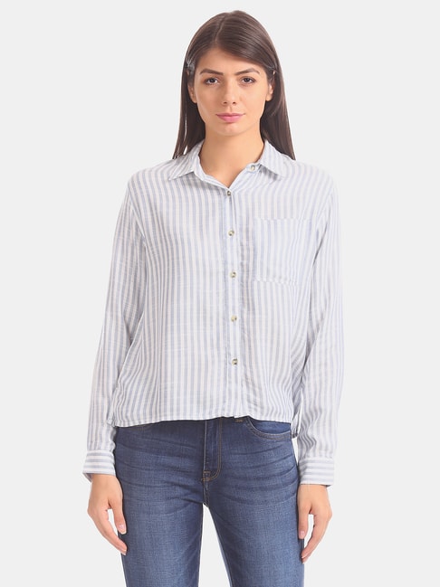 Aeropostale Blue & White Striped Shirt Price in India