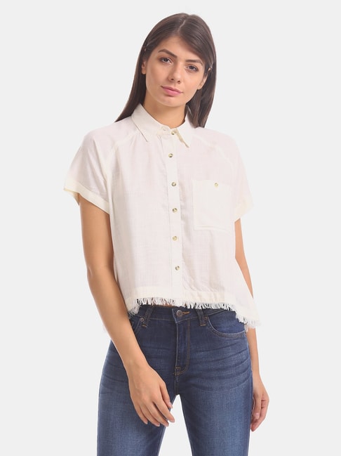 Aeropostale Off-White Regular Fit Shirt Price in India
