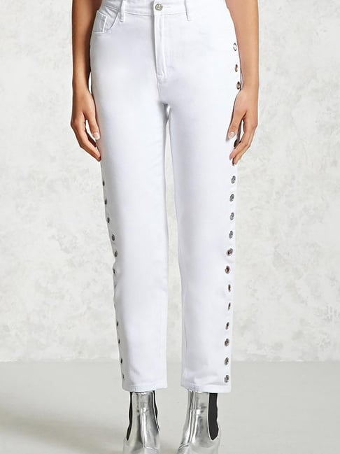 Forever 21 White Embellished Jeans