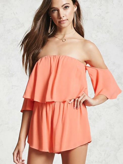 Buy Forever 21 Coral Mini Romper for Women Online Tata CLiQ