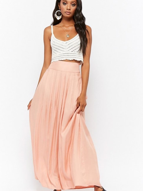 Forever 21 Peach Maxi Skirt Price in India