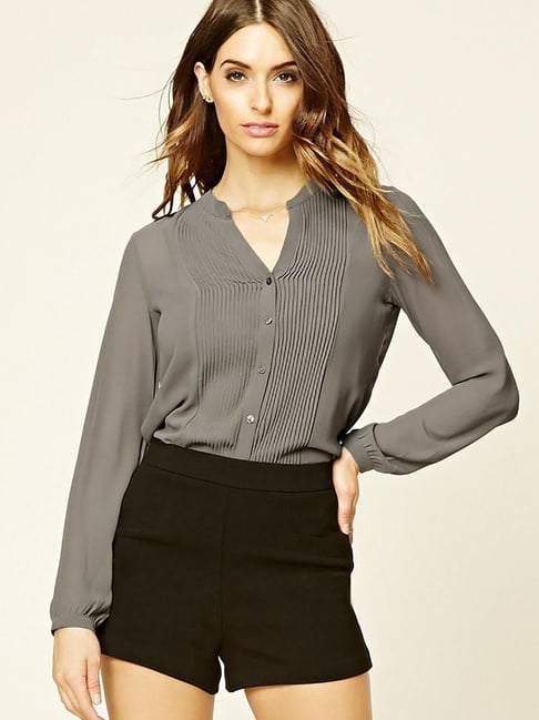 Buy Forever 21 Grey Regular Fit Shirt for Women Online Tata CLiQ